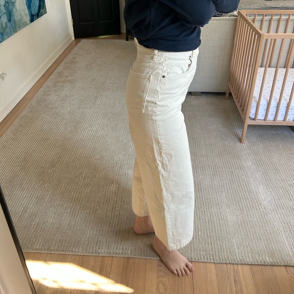 ZARA high rise wide leg cropped jeans cream size 2/26 - Picture 4 of 14